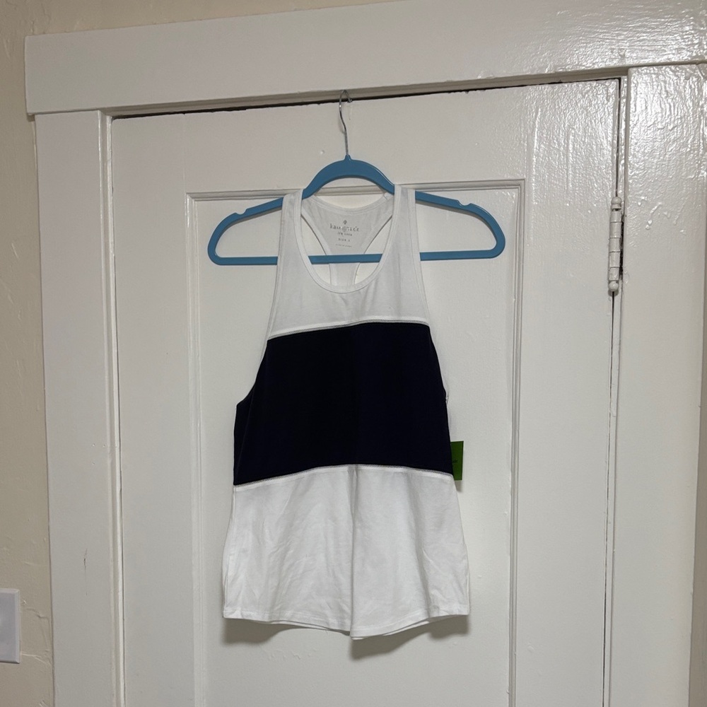 Kate Spade White and Navy Tank Top